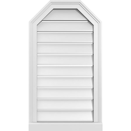Ekena Millwork Octagonal Top Surface Mount PVC Gable Vent w/ 2"W x 2"P Brickmould Sill Frame, 18"W x 32"H GVPOT18X3203SF